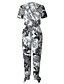 baratos Jumpsuits &amp; Rompers-Mulheres Moda de Rua Branco Macacão Floral Estampa Colorida Estampado