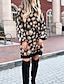 cheap Autumn dress-Women&#039;s Sweater Jumper Dress Short Mini Dress Black Long Sleeve Leopard Patchwork Winter Round Neck Elegant 2021 S M L XL