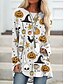 economico HALLOWEEN-Per donna maglietta Bianco Pop art Stampe astratte Stampa Manica lunga Halloween Giornaliero Essenziale Halloween Rotonda Lungo Morbido