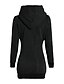 abordables Sudaderas y capuchas-Sudadera casual de manga larga color sólido slim fit con cuello de capucha para mujer tops outwear negro