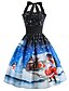 cheap Party Dresses-Women&#039;s Red Christmas Party Dress Blue Purple Blushing Pink Red Sleeveless Print Lace up Print Fall Summer Halter Neck Vintage Party Slim