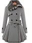 cheap Coats &amp; Trench Coats-Women&#039;s Coat Daily Fall &amp; Winter Long Coat Stand Collar Regular Fit Basic Jacket Long Sleeve Solid Colored Pocket Blue Gray