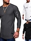 economico Long Sleeve-Per uomo maglietta Maglia a maniche lunghe Girocollo Liscio Informale Plus Size Cerniera Manica lunga Abbigliamento Cotone Muscolo Essenziale