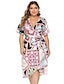 cheap Plus Size Dresses-Women&#039;s Shift Dress Knee Length Dress Rainbow Short Sleeve Print Print Summer V Neck Vintage 2021 L XL XXL 3XL 4XL