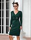 abordables Robe élégante-Femme Robe Pull Robe courte courte Noir Vin Vert Gris Manches Longues Automne Hiver Col en V 2021 Taille unique