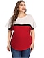 cheap Plus Size Tops-Women&#039;s Blouse Shirt Tie Dye Print Round Neck Basic Tops Red