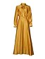 cheap Elegant Dresses-Women&#039;s Sheath Dress Maxi long Dress Yellow Black Red Long Sleeve Ruched Bow Summer Round Neck Hot Casual Slim 2021 S M L XL