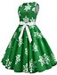 cheap Christmas Dresses-Women&#039;s A Line Dress Knee Length Dress Blue Green Red Sleeveless Print Lace up Fall Strapless Elegant Christmas Slim 2021 S M L XL XXL