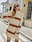 cheap Bodycon Dresses-Women&#039;s Pullover Striped Color Block Knitted Acrylic Fibers Basic Long Sleeve Sweater Cardigans Fall Winter Turtleneck Beige