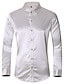 cheap Men&#039;s Shirts-mens long sleeve shiny silk like satin dance prom dress shirt party button down tuxedo shirts gold xl