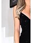abordables Vestidos de Nochevieja-Mujer Vestido de Vaina Vestido largo maxi Negro Sin Mangas Color sólido Separado Estampado Otoño Escote en Pico caliente Elegante 2021 S M L XL