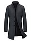 abordables Sale-trench-coat pour hommes hiver affaires simple boutonnage coupe-vent col revers veste manteau