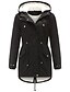 economico Women&#039;s Coats &amp; Jackets-Per donna Parco Lungo Cappotto Largo Giacca Tinta unita Rosa Verde militare Nero / Cotone