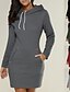 cheap Dresses-Women&#039;s Black Tee Dress Hoodie Minimalist Solid Color Cute Cotton Sport Athleisure Long Sleeve Dress Everyday Use Warm Soft Comfortable Athleisure Activewear Exercising General Use / Spring / Fall