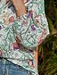 economico Tops &amp; Blouses-Per donna Blusa Camicia Fantasia floreale Fiore decorativo Manica lunga Con stampe A V Essenziale Top Verde