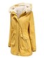 billige Women&#039;s Coats &amp; Jackets-Dame Anorak Lang Frakke Løstsiddende Jakker Ensfarvet Gul Lyserød militærgrøn