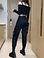 abordables Pants-Femme Chic de Rue Respirable Coton Ample Quotidien Pantalon cargo Pantalon Couleur Pleine Cheville Taille haute Noir