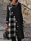 abordables Robes Décontracté-Femme Robe Pull Robe Longueur Genou Gris Manches Longues Bloc de Couleur Bouton Automne Printemps Col Rond chaud Simple robes de vacances Ample 2021 M L XL XXL 3XL