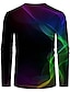 cheap Tank Tops-Men&#039;s T shirt Shirt Graphic Optical Illusion 3D Print Round Neck Plus Size Daily Holiday Long Sleeve Print Tops Elegant Exaggerated Black