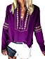 cheap T-Shirts-Women&#039;s Shirt T shirt Tee Blouse Red Purple Green Geometric Long Sleeve Daily V Neck Regular Fit
