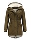 baratos Women&#039;s Coats &amp; Jackets-Mulheres Parque Longo Casaco Solto Casaco Sólido Rosa Verde Tropa Preto / Algodão