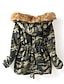 cheap Down&amp; Parkas-Women&#039;s Padded Parka Camouflage Cotton Red / Army Green M / L / XL
