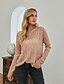 cheap Sweaters-Women&#039;s Pullover Sweater Solid Color Embroidery Knitted Acrylic Fibers Basic Casual Long Sleeve Loose Sweater Cardigans Fall Winter Round Neck Blushing Pink / Holiday