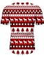 baratos Christmas Tees-Camiseta masculina com estampa 3D gráfico bloco de cores 3D manga curta tops básicos gola redonda vermelho / branco