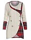 cheap Bodycon Dresses-Women&#039;s Sheath Dress Short Mini Dress Beige Long Sleeve Plaid Layered Ruched Ruffle Fall Winter Round Neck Hot Vintage Sexy Going out 2021 L XL XXL 3XL / Plus Size / Plus Size
