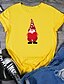 billige Christmas Tops-Dame Jul T-shirt Grafiske tryk Trykt mønster Rund hals Toppe 100 % bomuld Jul Grundlæggende top Hvid Sort Lilla