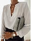 preiswerte Tops &amp; Blouses-Damen Hemd Bluse Schwarz Rosa Einfarbig Langarm Täglich Basic V Ausschnitt Kurz S