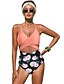 cheap Bikini-Women&#039;s One Piece Tankini Swimsuit Criss Cross High Waist Print Animal Blue Blushing Pink Black Swimwear Padded Halter Neck Bathing Suits Fashion Sexy / Padded Bras