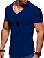 billige Short Sleeve-Herre T skjorte T-skjorter V-hals عادي Normal Glidelås Kortermet Klær Muskel Essensielt