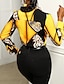 cheap Tops &amp; Blouses-Women&#039;s Plus Size Blouse Shirt Graphic Prints Long Sleeve Shirt Collar Basic Tops Yellow