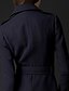 preiswerte Damenmäntel und Trenchcoats-Damen Mantel Herbst Winter Alltag Lang Mantel Normale Passform Grundlegend Jacken Langarm Solide Marineblau / Wolle