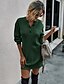 cheap Knee-Length Dresses-Women&#039;s Sweater Jumper Dress Short Mini Dress Gray Green Black Red Beige Long Sleeve Solid Color Button Fall V Neck Hot Casual Loose 2021 S M L XL