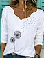abordables T-shirts-Mujer Camiseta Mariposa Blanco Negro Estampado Mariposa Diente de león Diario Manga Corta Escote en Pico Básico Regular S / Impresión 3D