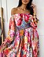 cheap Party Dresses-Women&#039;s Swing Dress Maxi long Dress Blue Red Gold Rainbow Sleeveless Print Split Fall Summer Off Shoulder Elegant Sexy 2021 S M L XL XXL 3XL