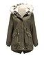billige Women&#039;s Coats &amp; Jackets-Dame Parkas Lang Frakk Løstsittende Jakker Ensfarget Gul Rosa Militærgrønn