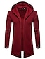 cheap Sale-Men&#039;s Solid Colored Overcoat Polyester Coat Tops Wine Red