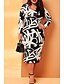 cheap Plus Size Dresses-Women&#039;s Shift Dress Midi Dress Black Long Sleeve Print Patchwork Print Fall Round Neck Elegant Skinny 2021 XL XXL 3XL 4XL 5XL / Plus Size