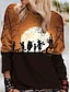 cheap Hoodies &amp; Sweatshirts-Women&#039;s Cat Graphic Pumpkin Hoodie Sweatshirt Other Prints Halloween Daily Basic Halloween Hoodies Sweatshirts  Yellow Black Brown
