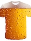 abordables Tank Tops-Hombre Camisa Camiseta Bloque de color 3D Cerveza Escote Redondo Amarillo Claro Impresión personalizada Negro Blanco Amarillo Talla Grande Noche Fin de semana Manga Corta Ropa Básico