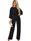 preiswerte Damen Jumpsuits-Damen Overall Einfarbig mit Schnürung Grundlegend Rundhalsausschnitt Gerade Lose Blau Schwarz Beige S M L