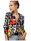 preiswerte T-shirts-Damen Bluse Hemd Geometrische Muster Langarm Hemdkragen Oberteile Freizeit Basic Top Regenbogen Grün