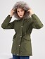 baratos Women&#039;s Coats &amp; Jackets-Mulheres Parka Longo Casaco Solto Casaco Cor Sólida Verde Tropa Preto Vermelho