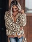 cheap Coats &amp; Trench Coats-Women&#039;s Faux Fur Coat Leopard Basic Fall &amp; Winter Regular Coat Daily Long Sleeve Jacket Khaki