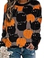 economico HALLOWEEN-Per donna Felpa pullover Pop art Quotidiano Altre stampe Halloween Felpe con cappuccio Felpe Largo Blu Arancione