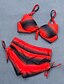 preiswerte Bikini-Damen Tankini Badeanzug Einfarbig mit Schnürung Push-Up Hosen Druck Normal Bademode Badeanzüge Blau Rote / Bikinis / Gepolsterte BHs