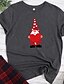 baratos Christmas Tops-Mulheres Natal Camiseta Estampas Abstratas Estampado Decote Redondo Blusas 100% Algodão Natal Camisetas Básicas Branco Preto Roxo